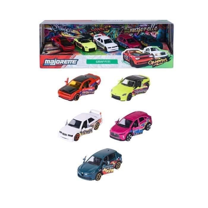 Coffret Cadeau 5 Véhicules Graffiti - MAJORETTE - Série Limitée - Décoration street art - Échelle 1/64 - Dès 3 ans