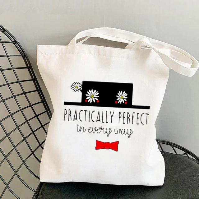 2021 Shopper Elegant Mary Poppins Kawaii Bag Harajuku Women Shopping Bag Canvas Shopper Bag Girl Tote Bag Shoulder Lady Bag