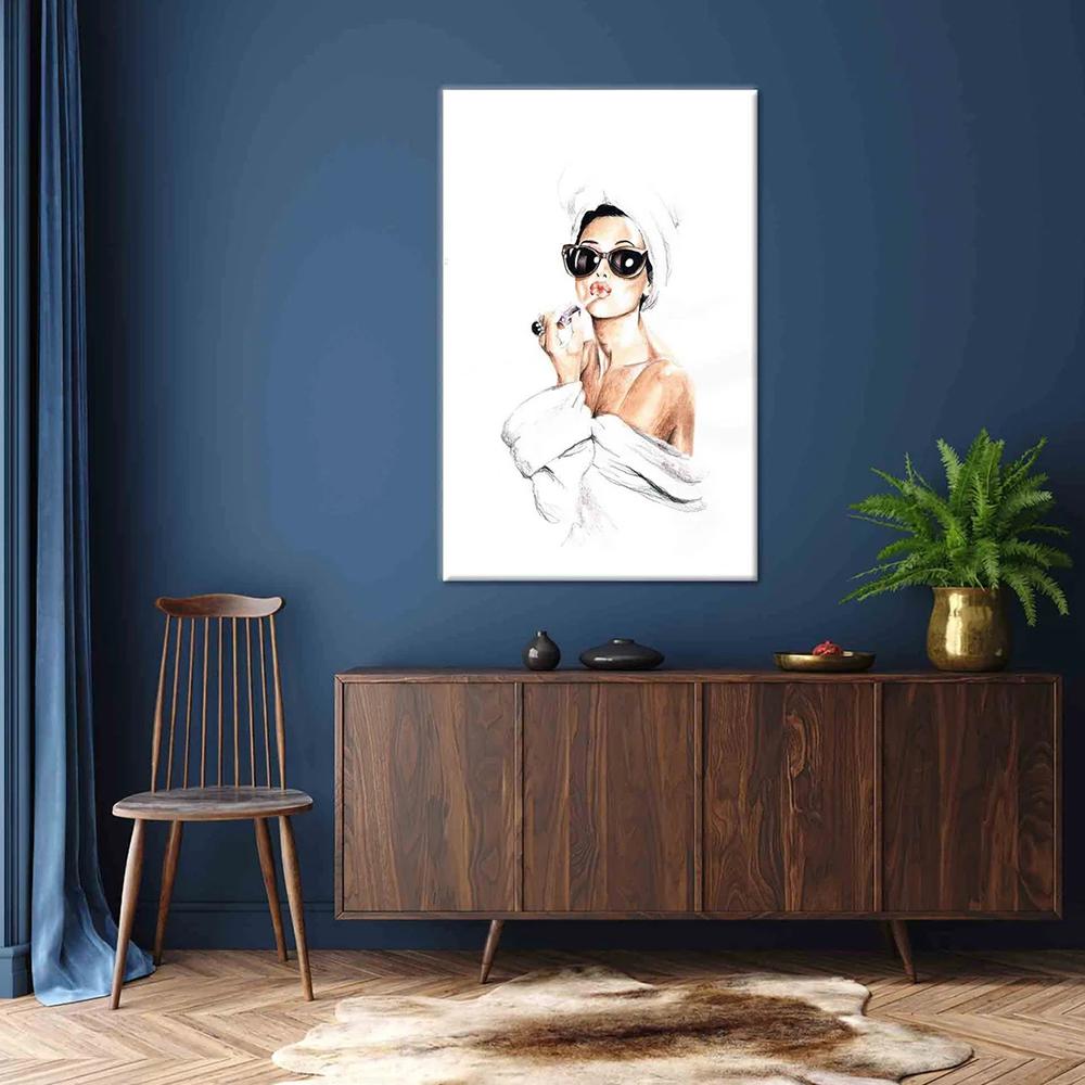 Минималистичный для женщин, наносящий помаду, холст, картина с художественным изображением, современная мода, настенные постеры, принты для гостиной, спальни, украшение для дома
