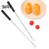 Food-grade Stainless Steel Fork 2Pcs Retractable BBQ with V-Shaped Prongs Non-Slip Handle Rust-resistant Grilling Portable Outdoor Cooking Tool