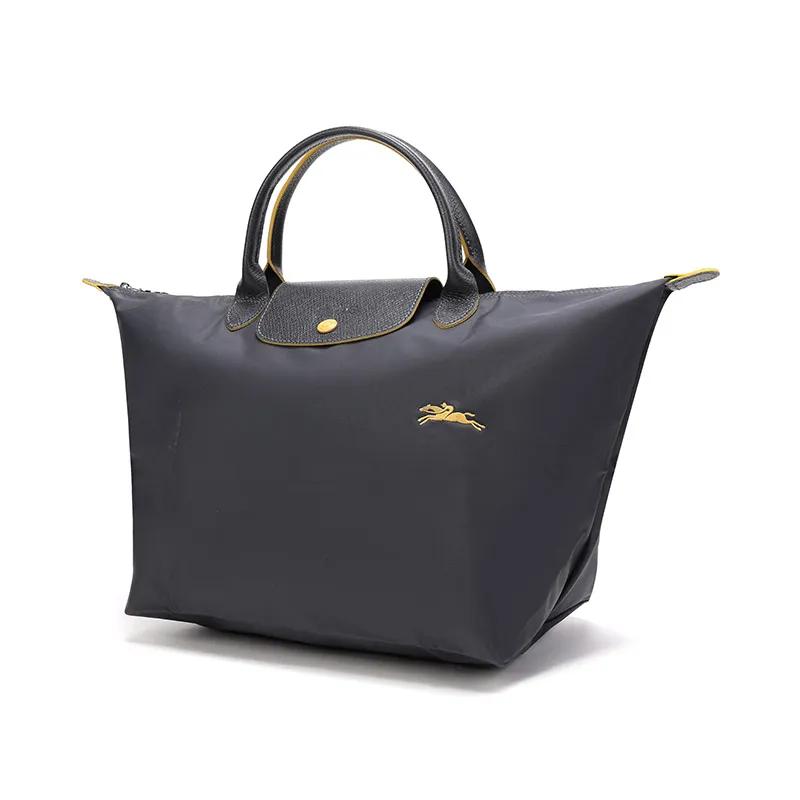 LONGCHAMP Le Pliage Club Polyamide Canvas Cow Leather Dumpling Bag Handbag Medium Women's Metallic Gray (Unisex) Handbags 1623619300