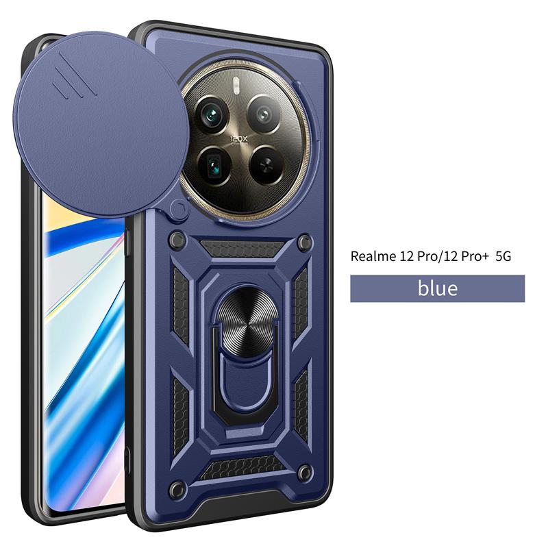 Funda For Realme 12 Pro Plus Ударопрочный защитный чехол Armor Slide Lens Protective Case For Realme 12 Pro Realme12 Pro+ Магнитный держатель Кольцо Чехол
