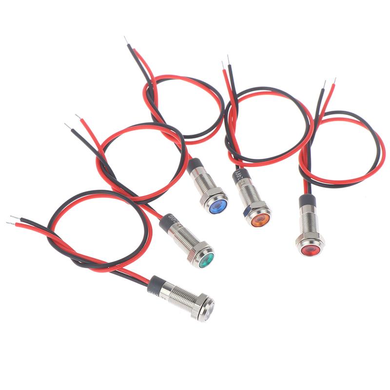 P67 Waterproof 6mm Led Metal Warning Indicator Light 3v 5v 6v 12v 24v 220v