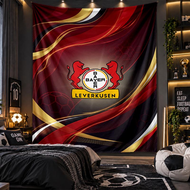Wall Hanging Tapestry Bayer Leverkusen Football Print Cloth for Living Room Bedroom Home Decor