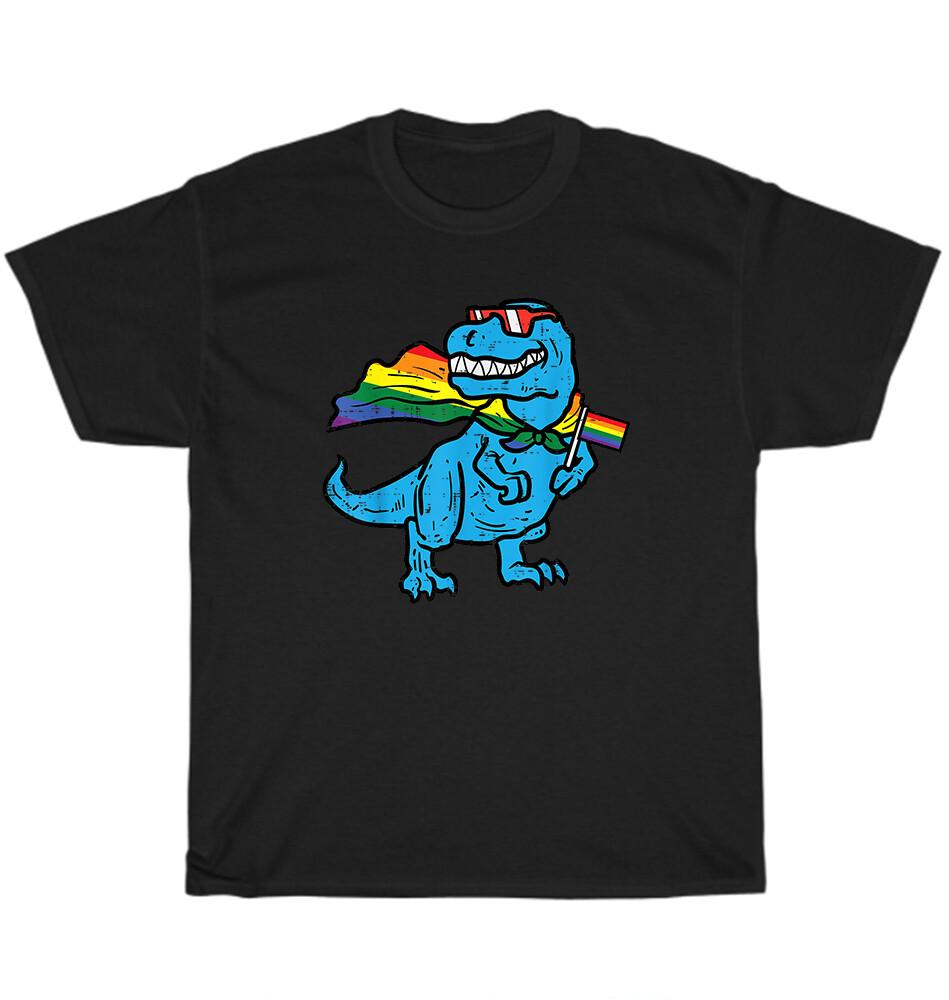 Gay Pride Dinosaur Rainbow Flag LGBTQ Ally Pride Month Awareness T-Shirt Unisex