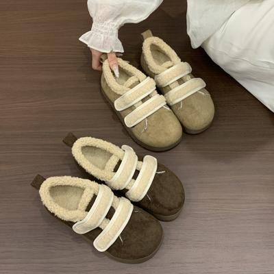 Туфли Мэри Джейн на толстой подошве с пушистым верхом для женской верхней одежды, новые модели осени и зимы 2025 года, утепленные и утолщенные теплые туфли Мэри Джейн, зимние хлопковые туфли