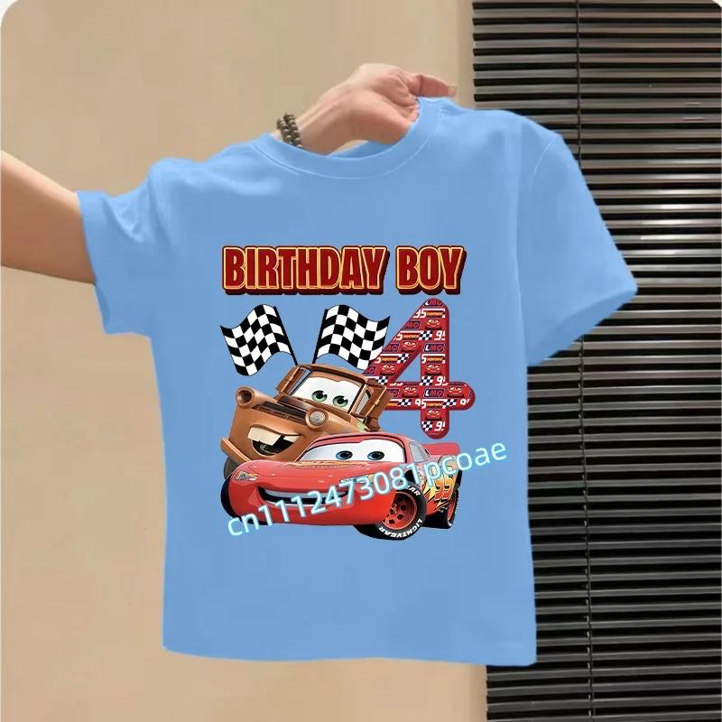 Lightning McQueen Number TShirt Simple Basic Toddler Short Sleeve Anime Trend Anime Cartoon Summer Tops Birthday Clothes Gift