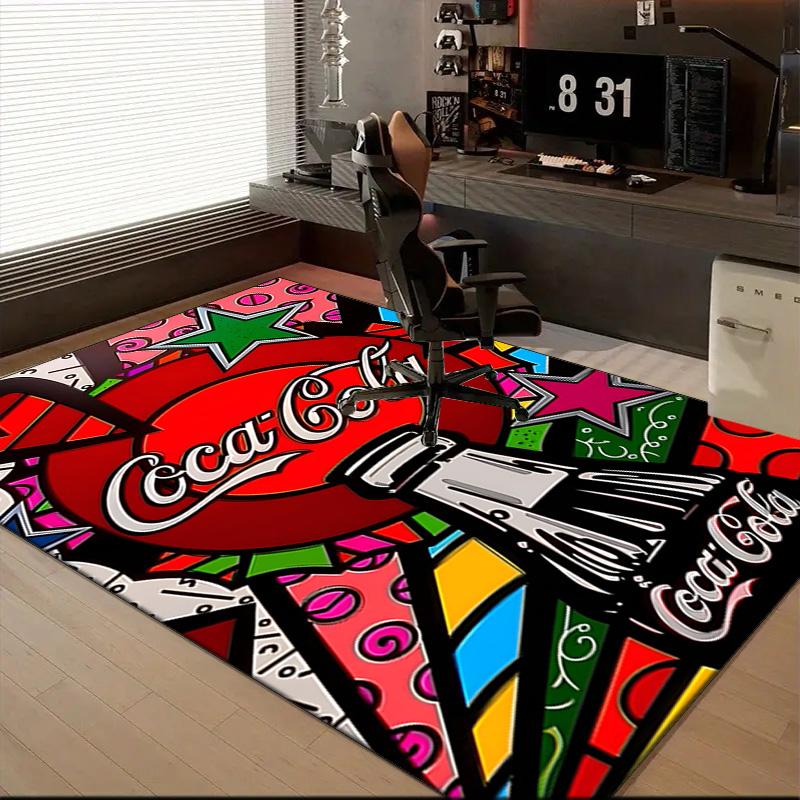 Ковер Coca-cola с художественным дизайном, коврик для пола в офис - Машинная стирка для спальни, спальни, гостиной, декор комнаты, подарки для фанатов, Рождество