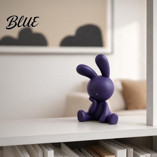 Мини Настольное Украшение Фигурка Милый Думающий Статуэтка Кролик 3D Печатная Компактная Статуэтка Кролика Украшение для Автомобиля Матовое Покрытие Исцеляющий Декор