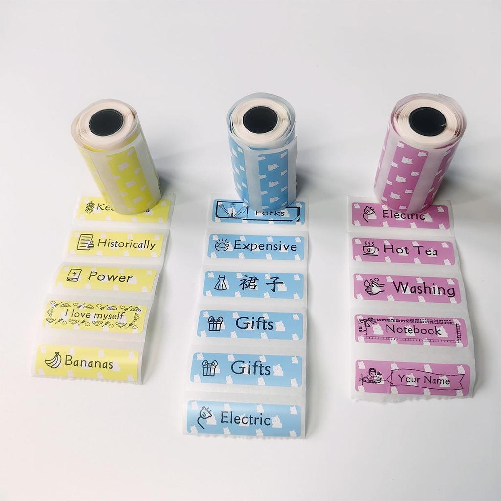 3 рулона термопринтера Бумага Милый медведь 57x30 мм 15 мм Этикетка Наклейка Самоклеящиеся этикетки для мини-портативных термопринтеров