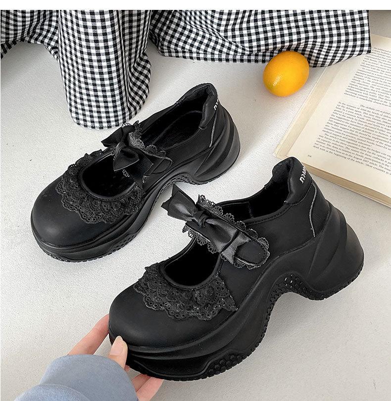 Comemore Retro  Ballet Style Sneakers Shallow Mouth Thick Sole Single Shoe for Women Spring Autumn Casual Sport Mary Jane Shoes