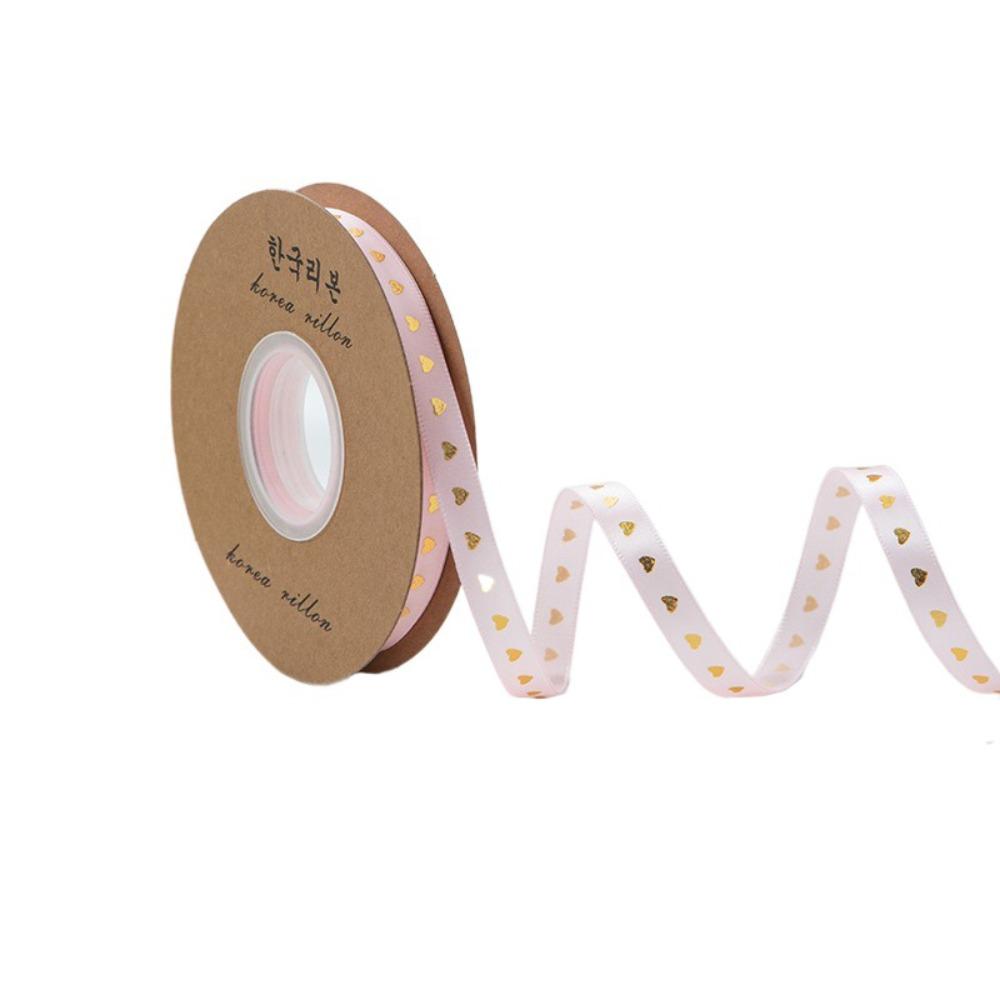 Classic Gold-stamped Heart Ribbons 1cm*30 meters Gift Packaging Ribbon  DIY