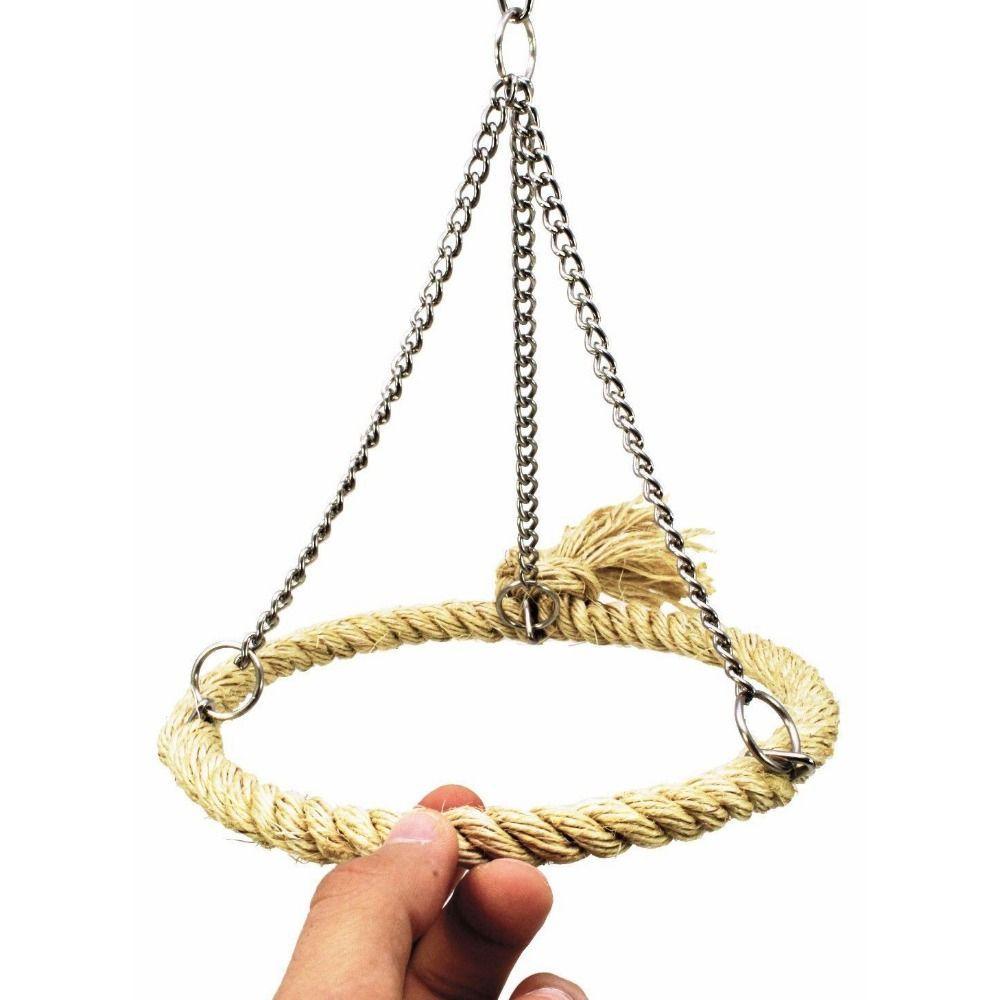 Bite Resistant Bird Rope Ring Swing Metal Cotton Rope Hanging Cage Bird 15cm Parrit Swing Stand For Parakeet Cockatiel Parrot