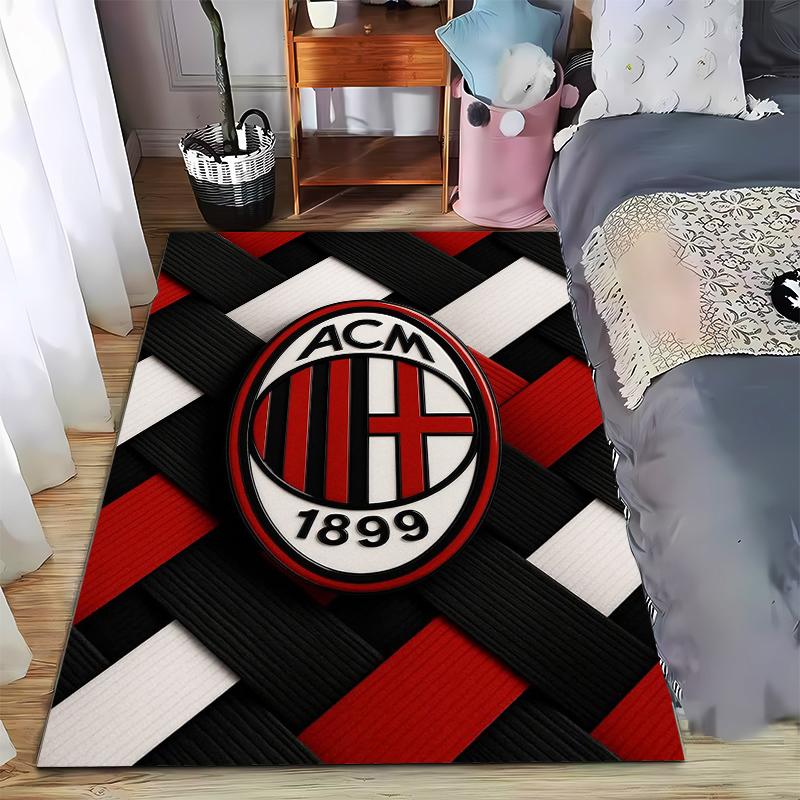"Ковер с логотипом AC Milan 1899 Красно-черно-белый плетеный дизайн" Подходит для использования в качестве противоскользящего коврика для гостиной, спальни, диванов