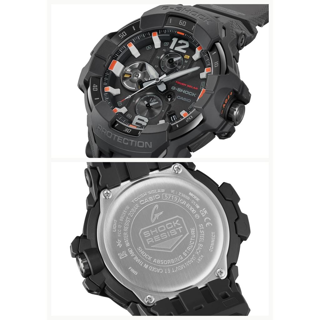 Casio Men's G-Shock Watch GRAVITYMASTER Tough Solar Bluetooth Biomass Plastic GR-B300EC-1AJF Black [Japan Model]