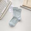 Женские летние тонкие однотонные полосатые дышащие носки-трубы с широким голенищем
