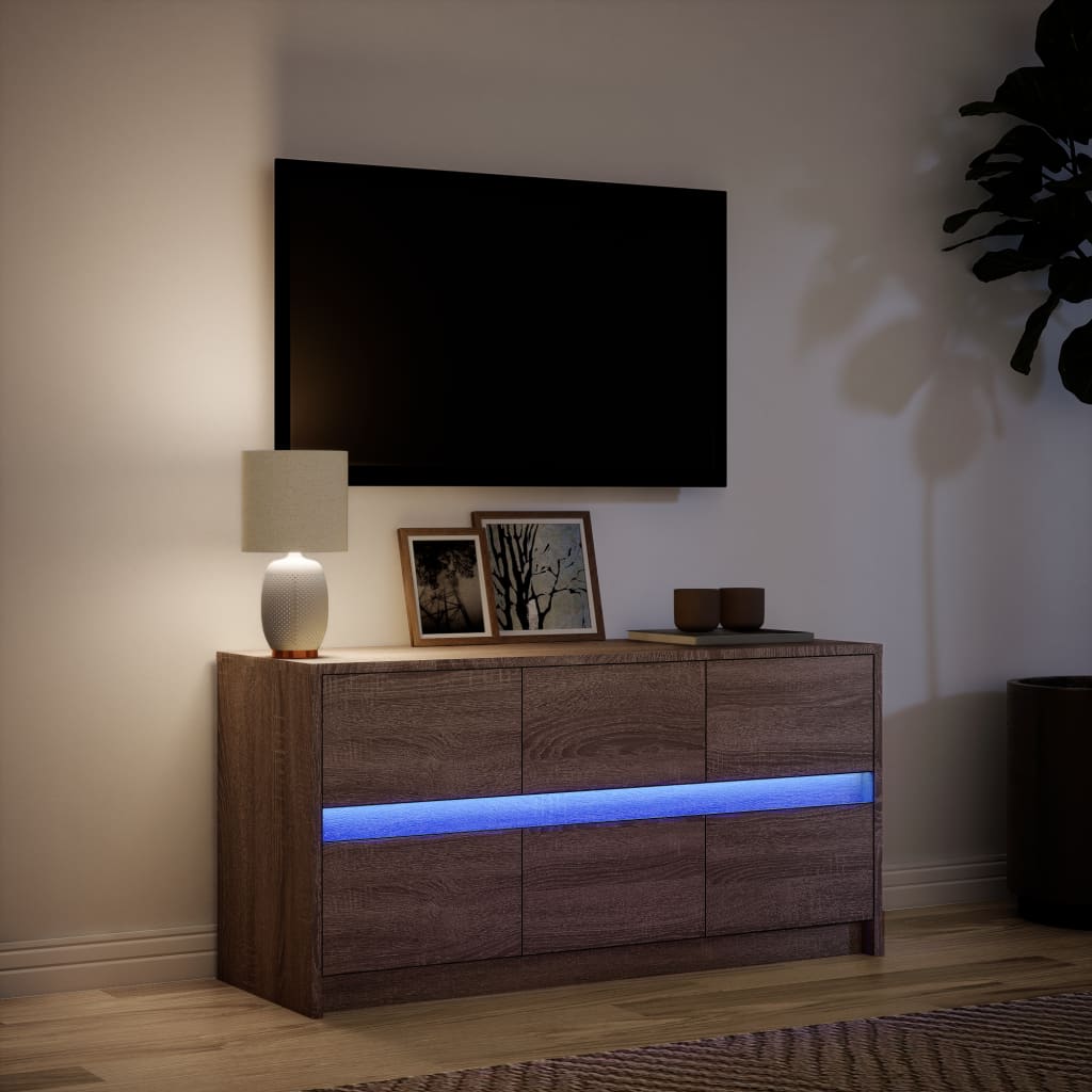 TV Cabinet with LED Lighting Brown Oak Effect 100 x 34 x 50 cm