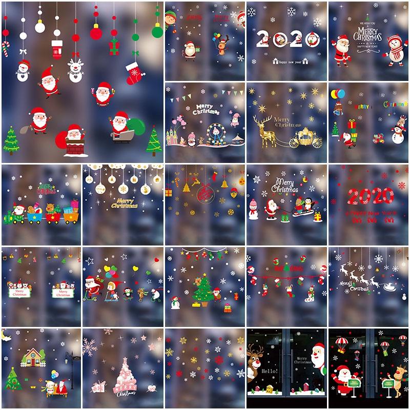 Праздничные Рождественские Водонепроницаемые Наклейки из ПВХ на Стекло для Уютного Домашнего Декора