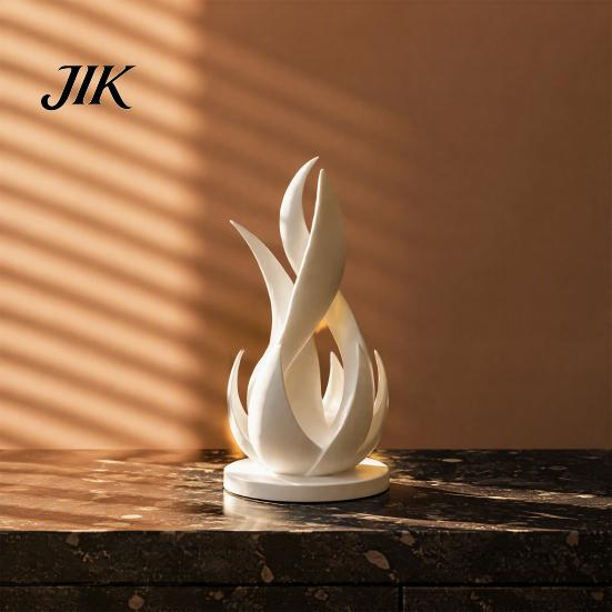 Sophisticated Home Office Decor 3D Printed Abstract Flame Sculpture, Modern Minimalist Twisted Art Creative Gift for Lovers Statue Desk And