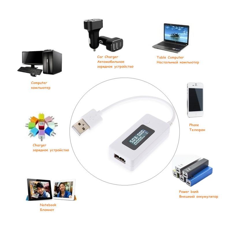 Миниатюрный креативный USB-тестер для телефонов с ЖК-экраном, портативный вольтметр-амперметр, детектор зарядных устройств для мобильных телефонов.