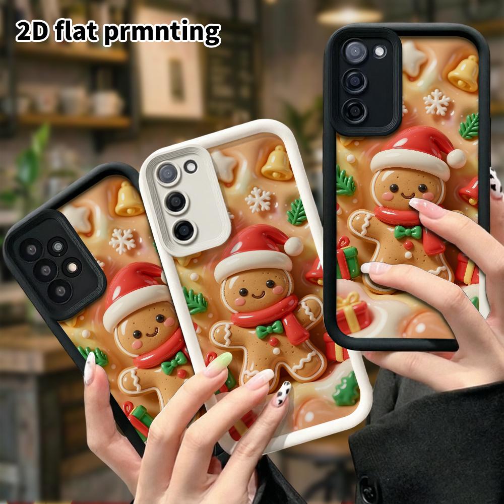 Чехол для телефона: 2D плоский дизайн, подходящий для защитного чехла Samsung Galaxy A34 A35 M05 M06 S20 S22 S21 FE Plus 5G, пряничный человечек, идеальный Рождественский и