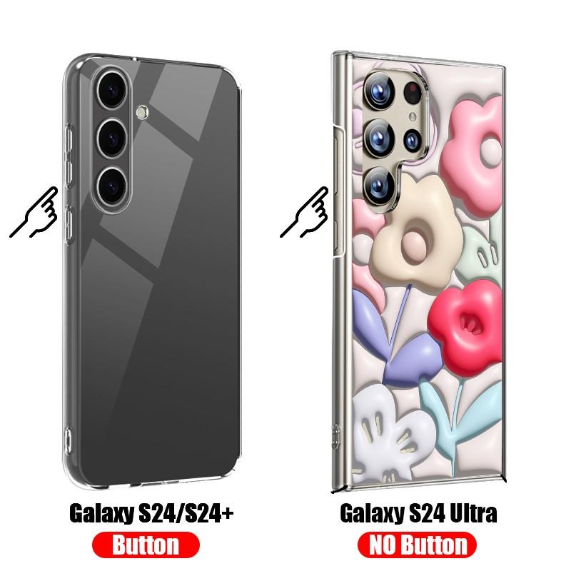 Для Samsung S24 S22 Ultra Plus S23 S21 S20 Fe A55 A35 A25 A15 A54 A34 A53 5g Рельефная картина маслом с цветочным узором Противоударный жесткий тонкий чехол для ПК