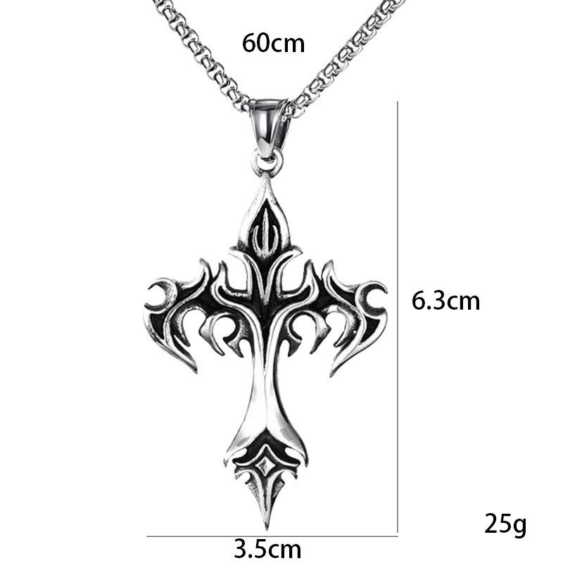 Vintage Flame Cross Pendant 60CM Chain Necklace For Men Women Jewelry Accessories Wholesale Drop Shipping