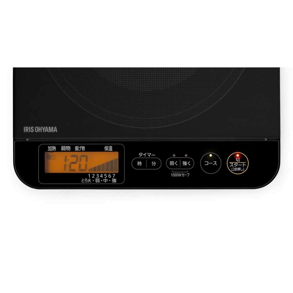 Iris Ohyama IH Cooking 1 с автоматическим регулированием температуры перелива IH 7 уровней нагрева Черный IHCT71B Нагреватель, горелка, ЖК-дисплей, 1400 Вт, профилактика, регулировка,