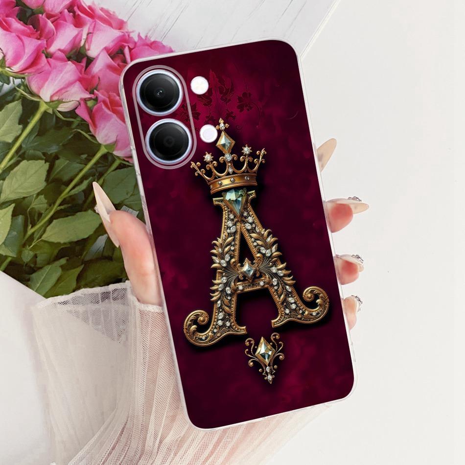 For Vivo Y05 Y11d 2026 Royal Crown Initial Letter Couple Phone Case For Vivo Y11D Y05 4G Soft Silicone TPU Covers Bumpers