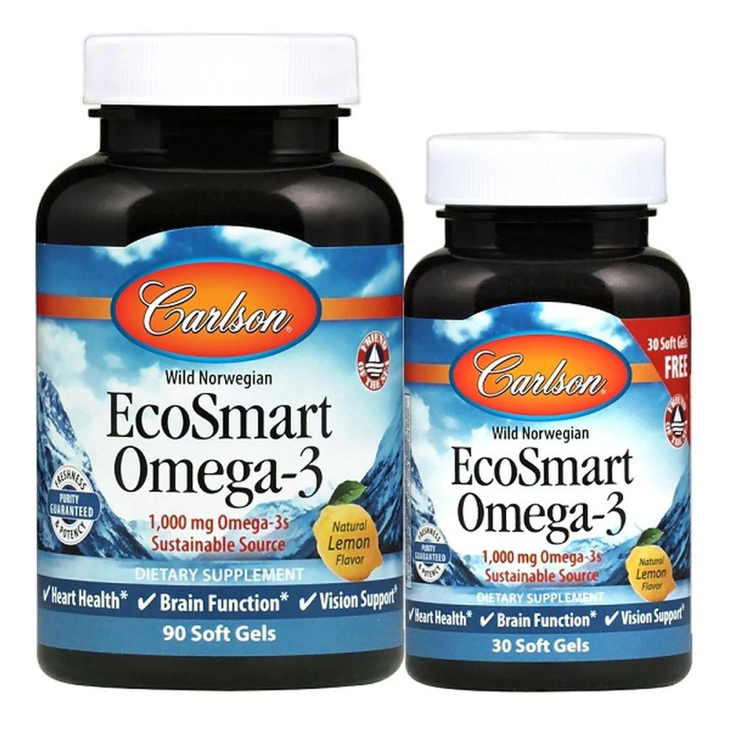 Smart Omega-3, 1000mg Natural Lemon - 90 + 30 softgels