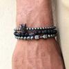 European and American jewelry fashion retro black matte bracelet zircon crown diamond ball dice lion head bead bracelet set