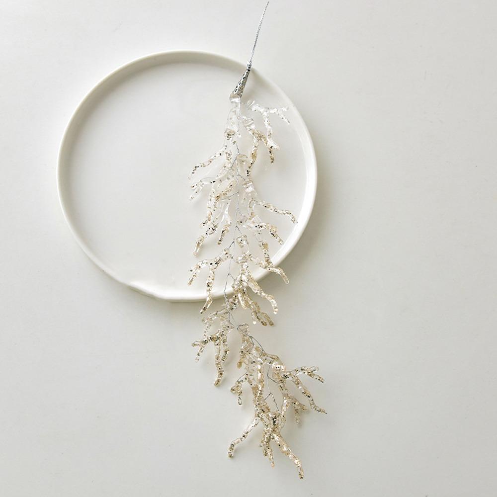 Acrylic Christmas Icicle Pendant Artificial Leaves Realistic Glitter Christmas Branches DIY Craft Xmas Tree Hanging Ornament