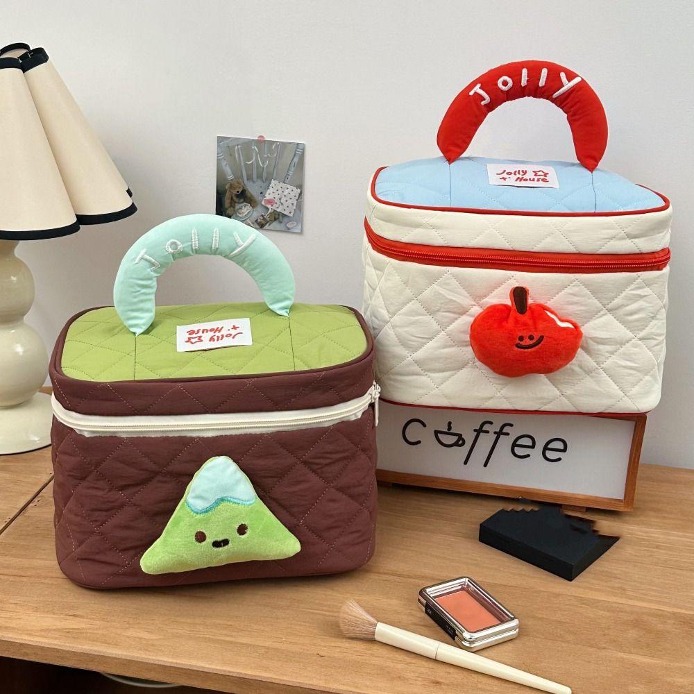 House-shaped Cute Cabin Makeup Bag Dopamine Color Toiletry Bag Simple Handheld Cosmetic Case Girls