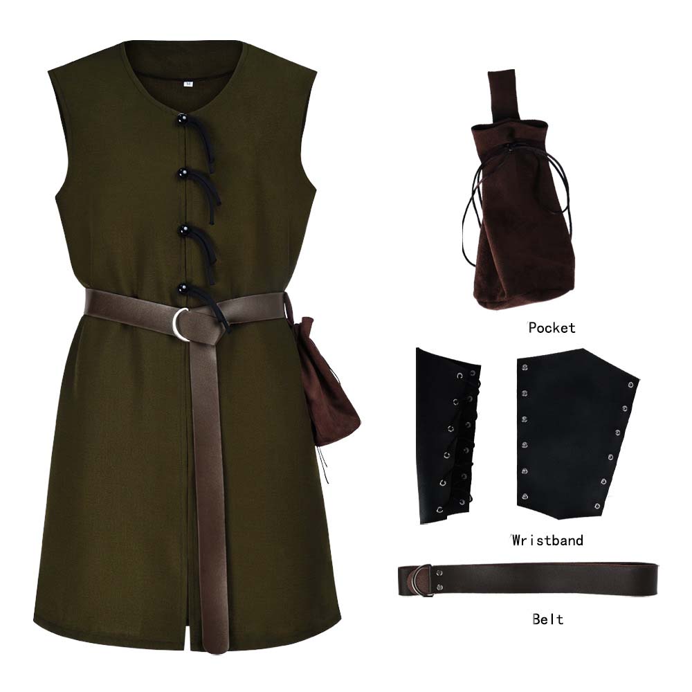Halloween Adult Party Outfit Medieval Knight Viking Tunic Shirt Costume MDEC-053
