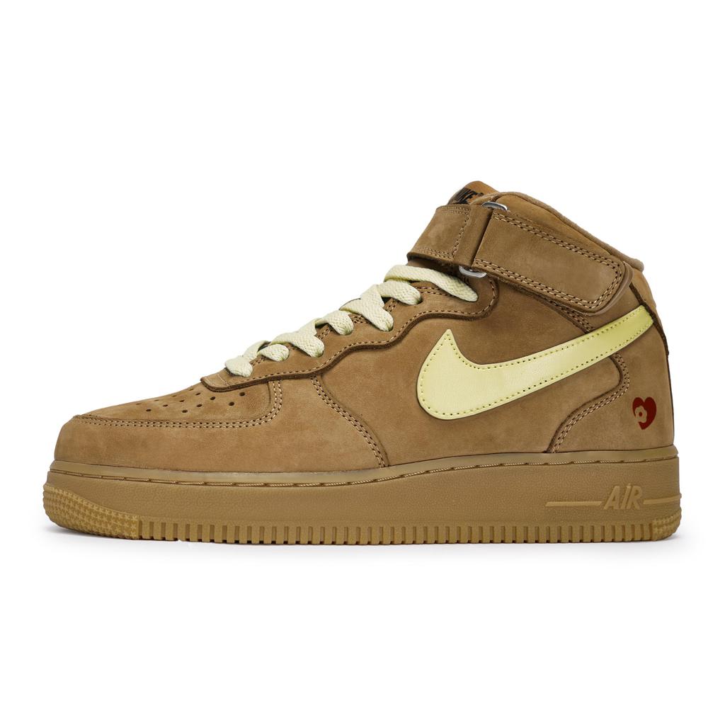 Nike Air Force 1 Leather, Suede Mid top Skateboard Shoes Unisex Brown DJ9158-200(Team80SBOX)