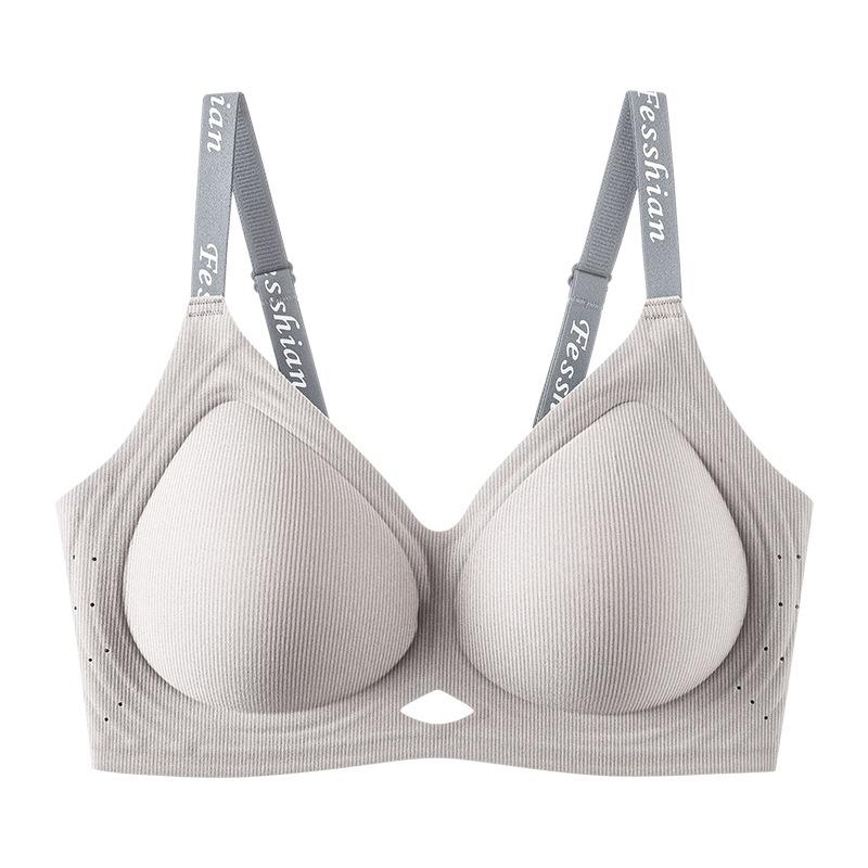 Quality version Contrast color Thread non-marking Medium thin comfortable underwear Women's small breasts gather jelly strips Soft support bra cover