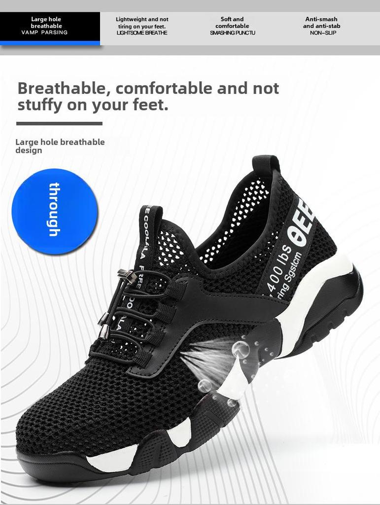 Дышащие летние рабочие туфли со стальным носком — защита от ударов, проколов, нескользящая подошва из кевлара, легкие, удобные, износостойкие.