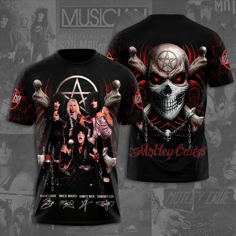 Металл Рок-группа Motley Crue Тур 3D Печать Футболка Мужчины Женщины Мода Хип-Хоп Повседневный Короткий Рукав Топы Футболки Детская Футболка Оверсайз