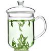 Yaji Glass Cup, Heat-Resistant Meeting Cup, Thickened Transparent Office Water Cup with Lid, Tea Infuser Cup