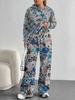 Retro Pattern Splicing European And American Autumn And Winter Casual Long-Sleeved Suit Women'S Hooded Sweater Trousers Cover