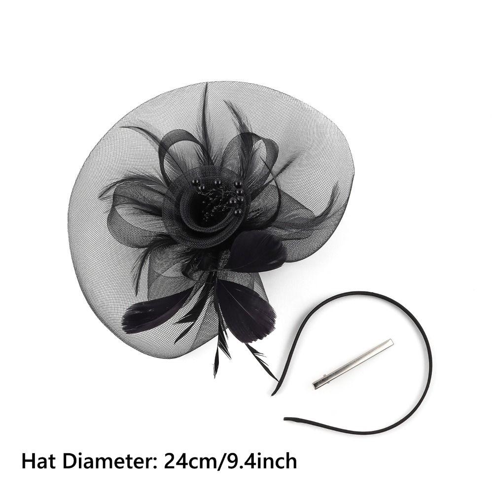 Church Kentuck-y Derby Pearl Mesh Flower Feather Fascinator Hat  for Women