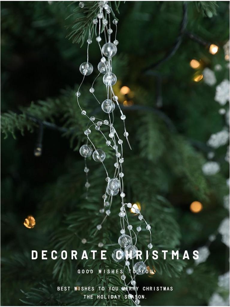 Pearl Chain Bead String Icicle Pendant for Christmas Tree Ornaments and Wreaths