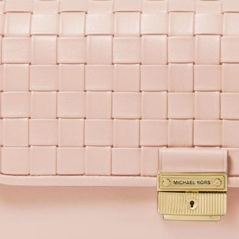 Michael Kors Кожаная сумка на плечо Bradshaw с плетеной цепочкой, с клапаном и тиснением логотипа, женская, розовая 30S1G2BL1T-SOFT-PINK