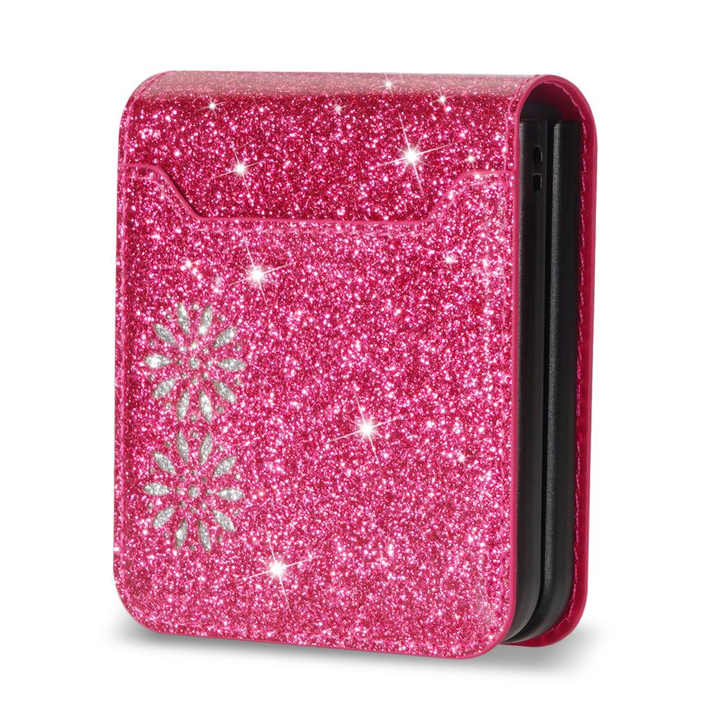 Glitter Bling Protection Phone Case for Samsung Galaxy Z Flip 7 FE 6 5 4 3 5G Flip6 Flip7 Wallet Cards Holder Leather Cover
