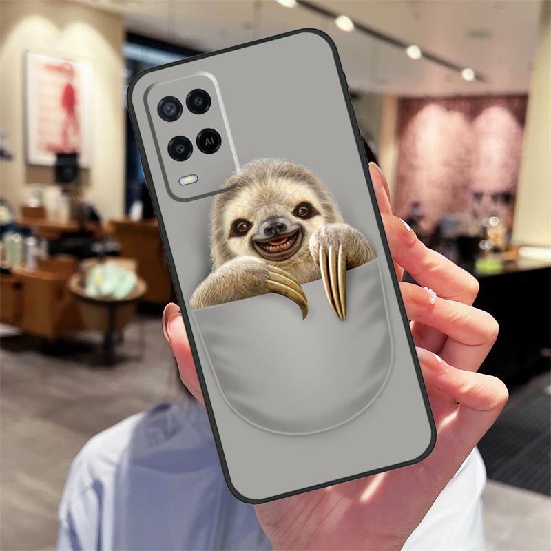 Милый Кавайный Чехол с Лицом Ленивца Для Oppo A17 A77 A80 A40 A60 A98 A78 A18 A38 A58 A16 A76 A96 A74 A94 A54 A57S A15