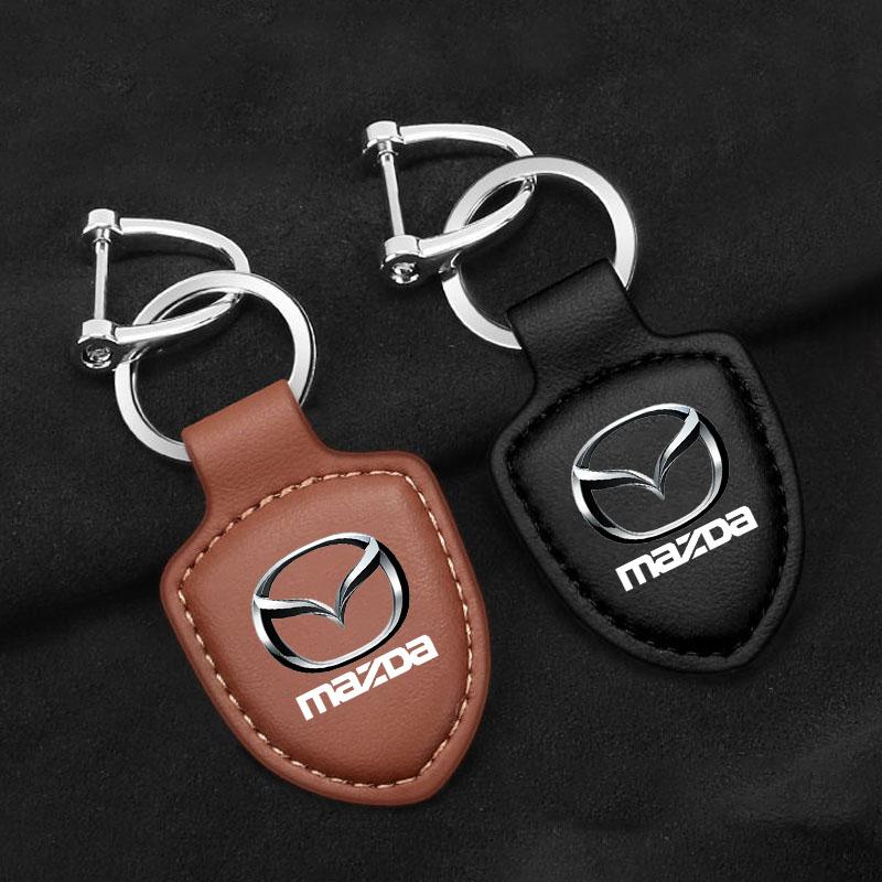 AAEY1 Кожаный Брелок для Ключей Автомобиля Типа Щит Брелок-Кольцо для Mazda M3 M6 MP Skyactiv Axela Atenza Biante BT-50 CX-30 Автоаксессуары