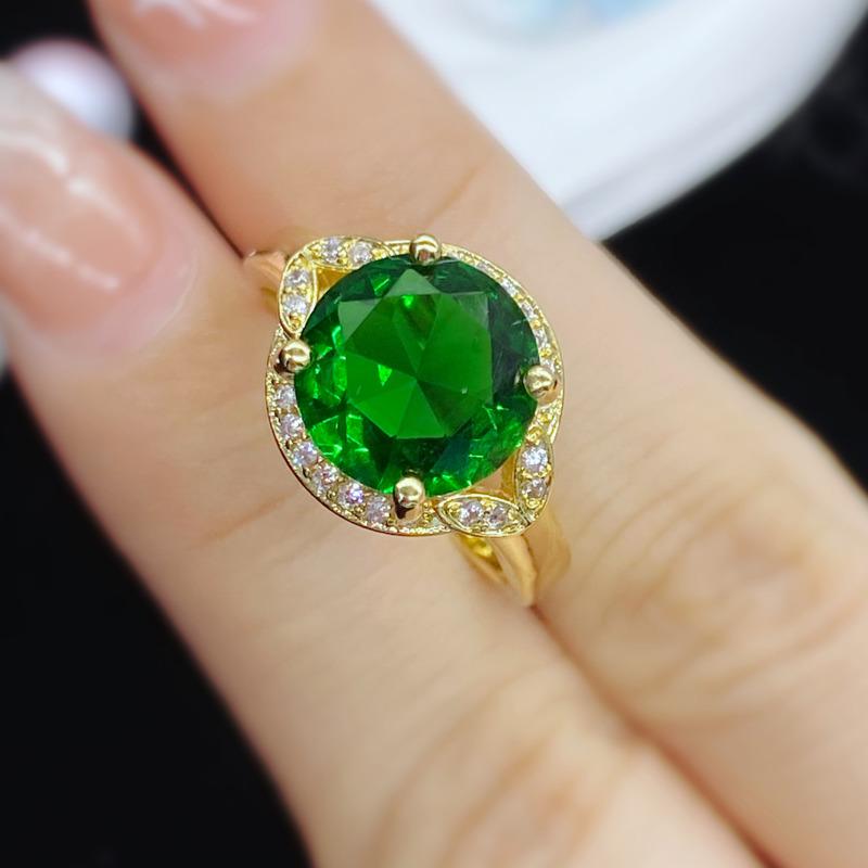 POMOiii Зеленое великолепное индивидуальное простое кольцо круглой формы для женщин, очаровательное свадебное и помолвочное ювелирное украшение, новинка, модное