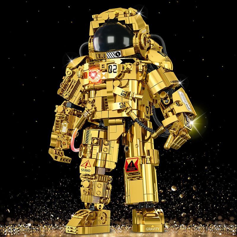 Technical City Space Astronaut Figures Model Building Blocks Exploring Gold Collection Edition Spaceman Bricks Toys Kid Gift