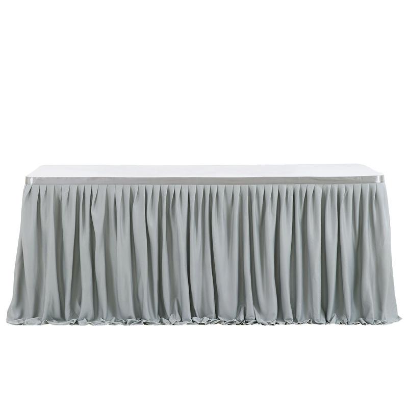 Party Solid Color Table Skirt Birthday Pleated Dessert Tablecloth Cover Wedding Festive Table Skirt Home Ruffle Edge Table Skirt