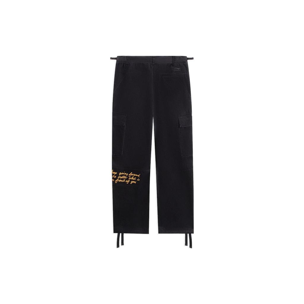 Мужские повседневные брюки Li Ning Plain Butterfly Letter Embroidery Drawstring Black AKXR643-2